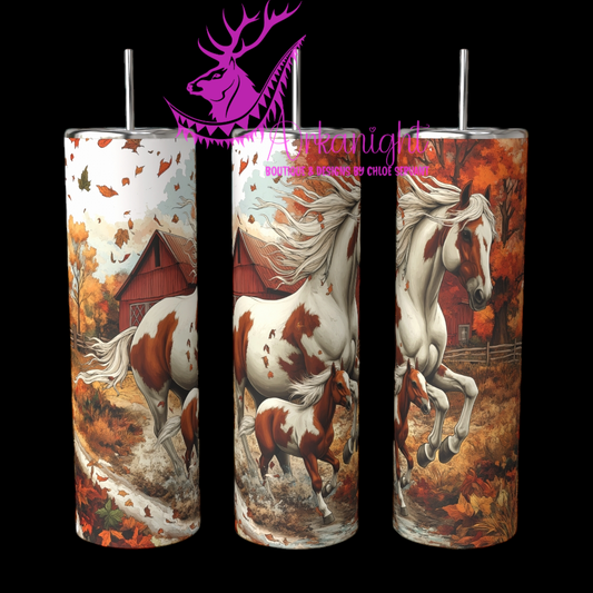 Gourde sur commande - Autumn 2024 - Collection Autumn at the Ranch - Paint Horse Family