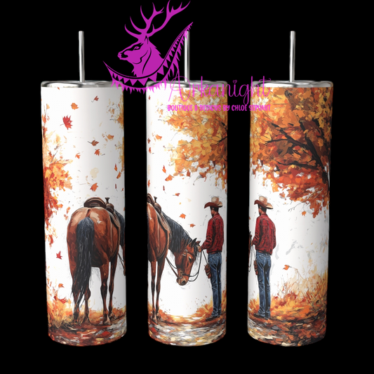 Gourde sur commande - Autumn 2024 - Collection Autumn at the Ranch - Cowboy & Bay Quarter Horse