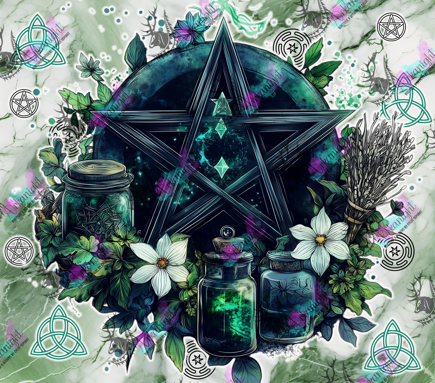 Numérique - Autumn 2024 - Dark Green Witchy Pentagram