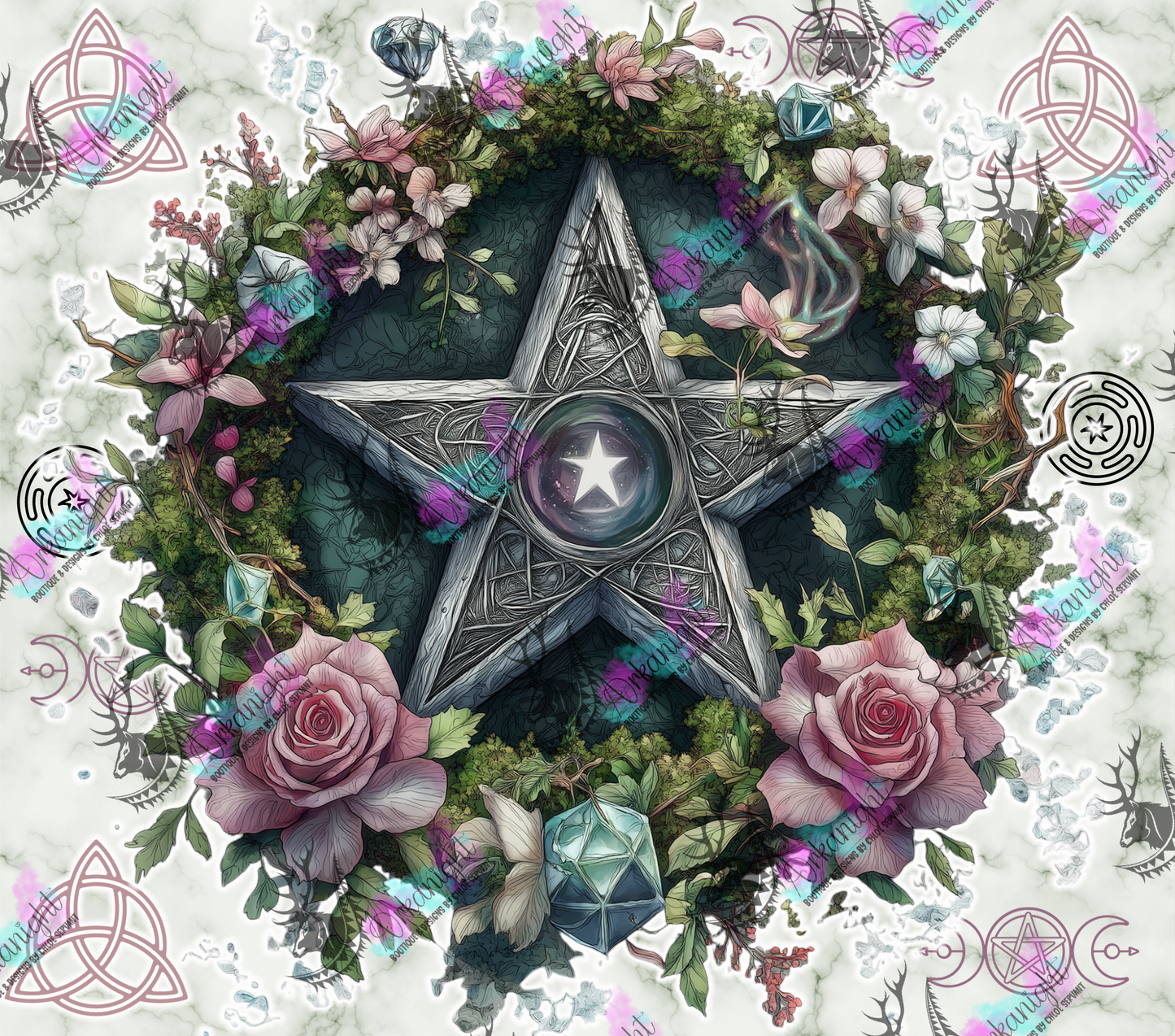 Numérique - Autumn 2024 - Old Rose & Moss Witchy Pentagram