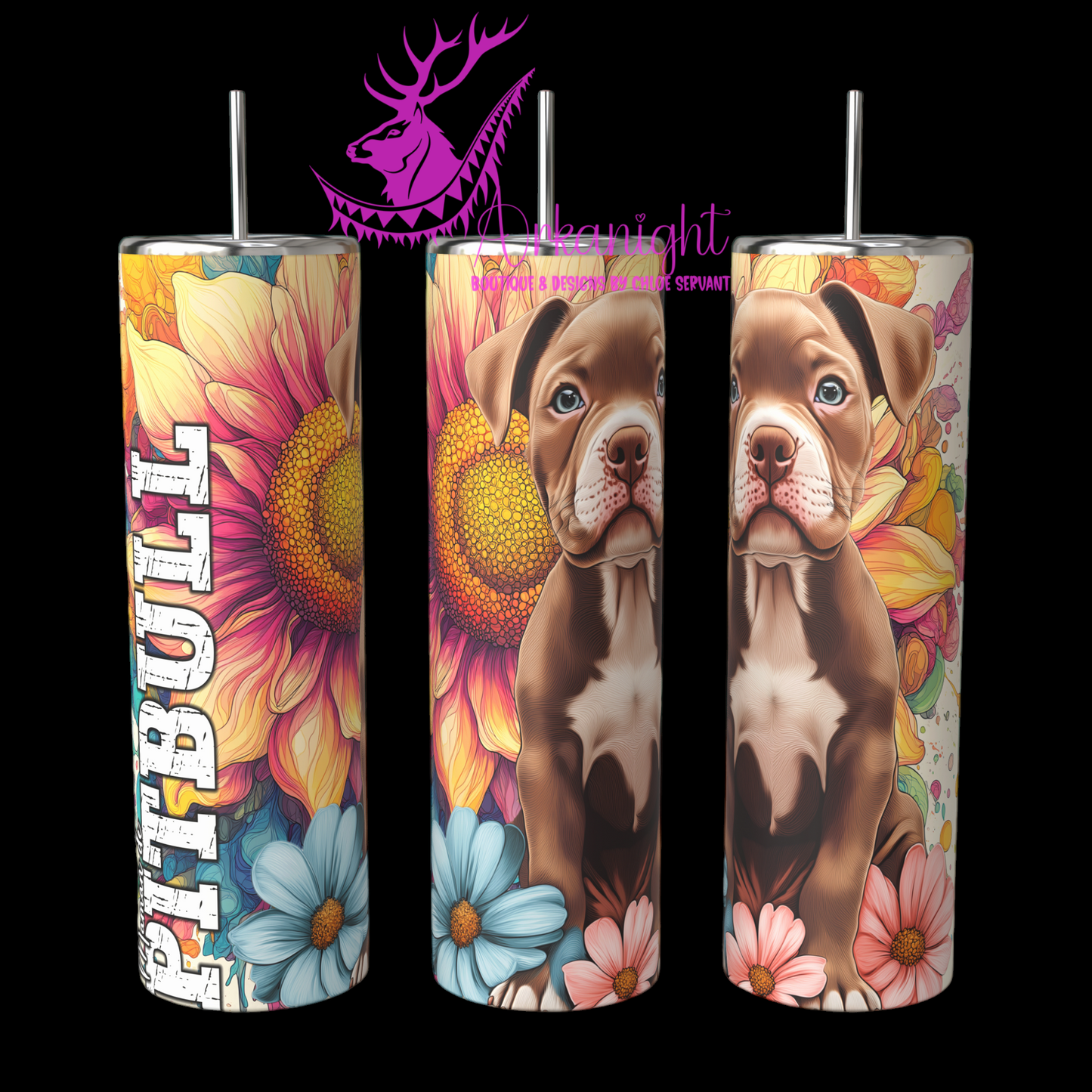 Gourde sur commande - Maman de Pitbull - Brown