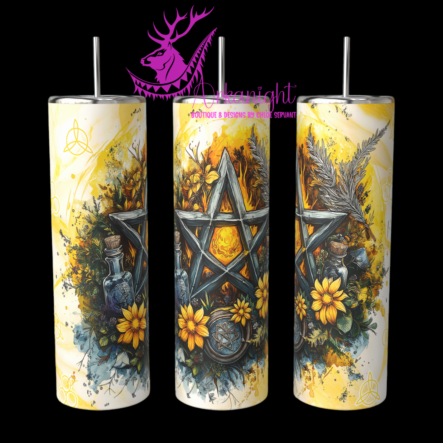 Gourde sur commande - Autumn 2024 - Yellow Witchy Pentagram