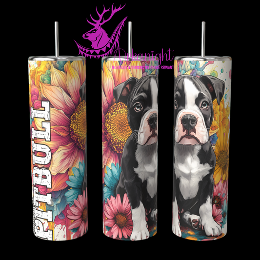 Gourde sur commande - Maman de Pitbull - Blanc & Noir