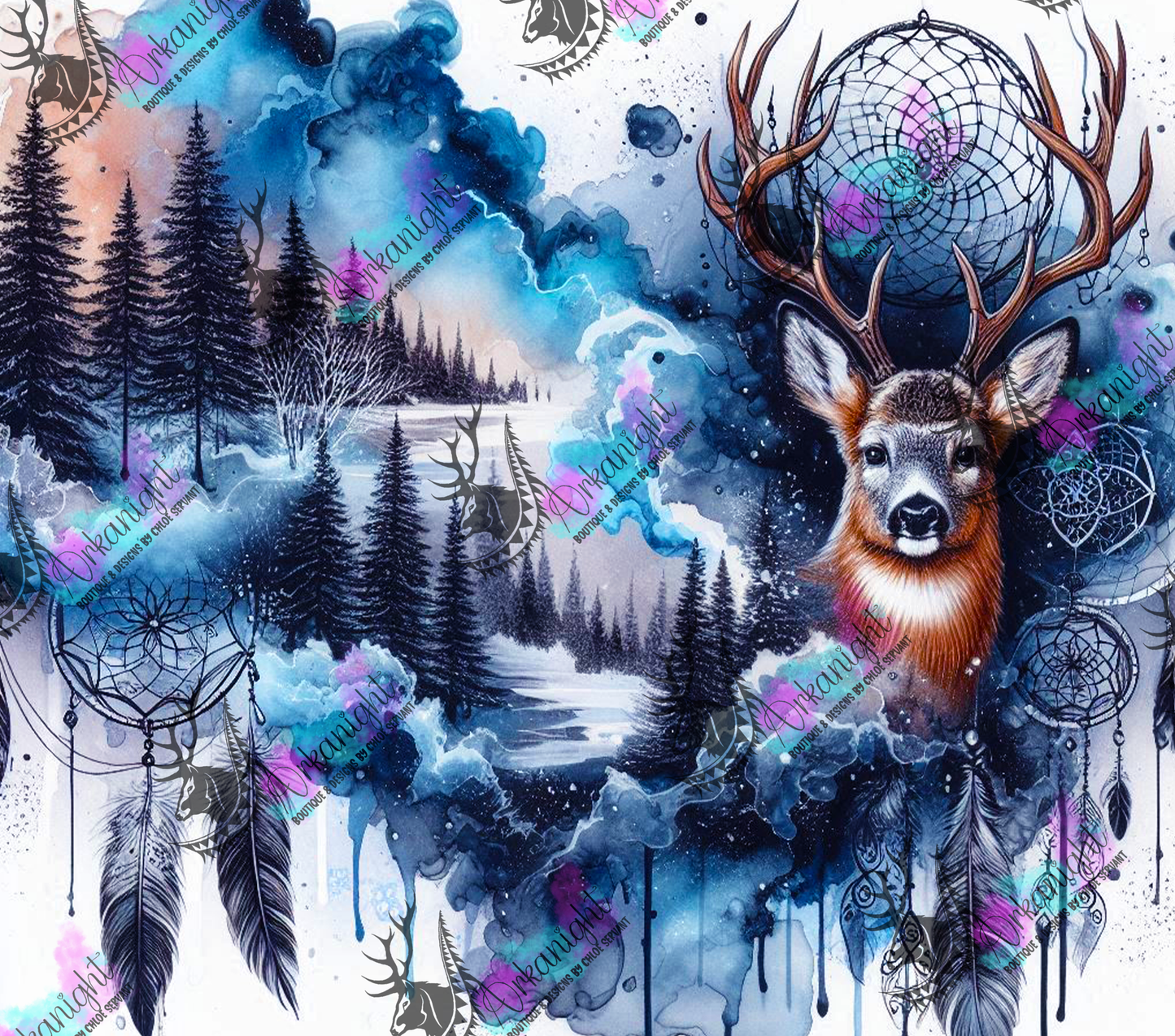 Numérique - Collection Hiver 2024 - Blue Boho Winter Deer - 02