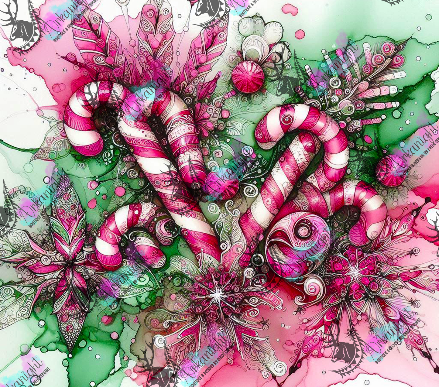 Numérique - Collection Hiver 2024 - Candy Cane - Pink & Green