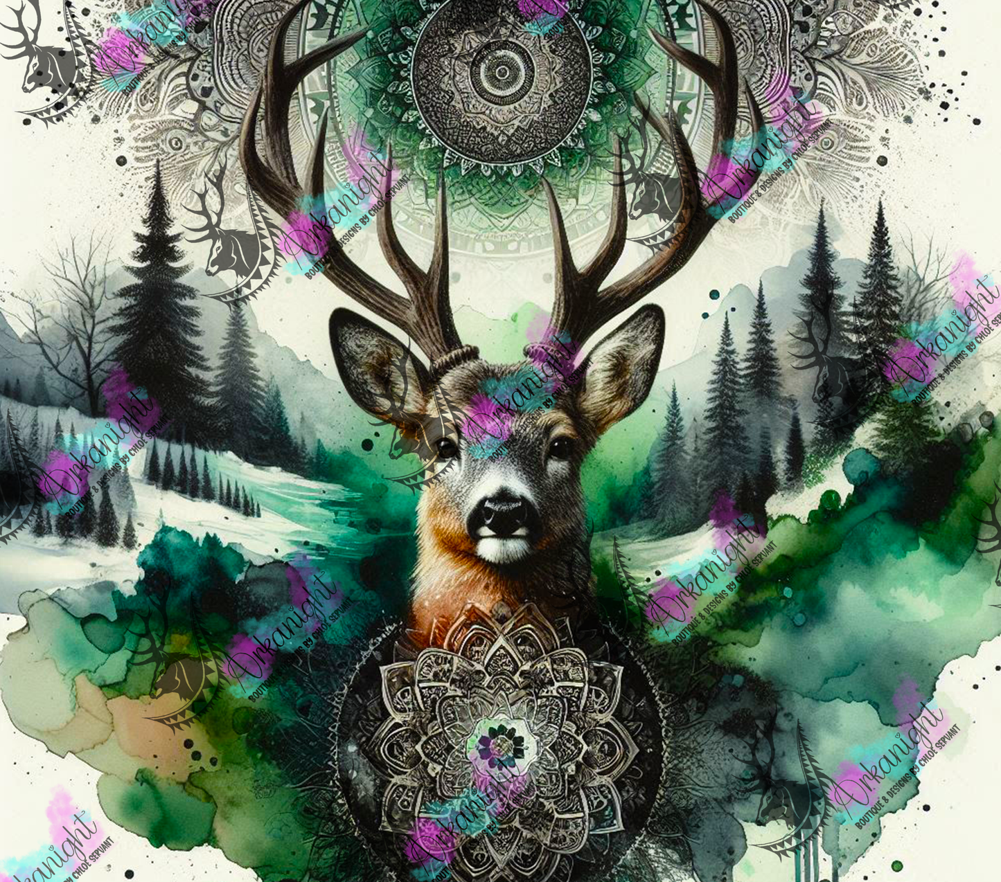 Numérique - Collection Hiver 2024 -Green Boho Winter Deer  - 02