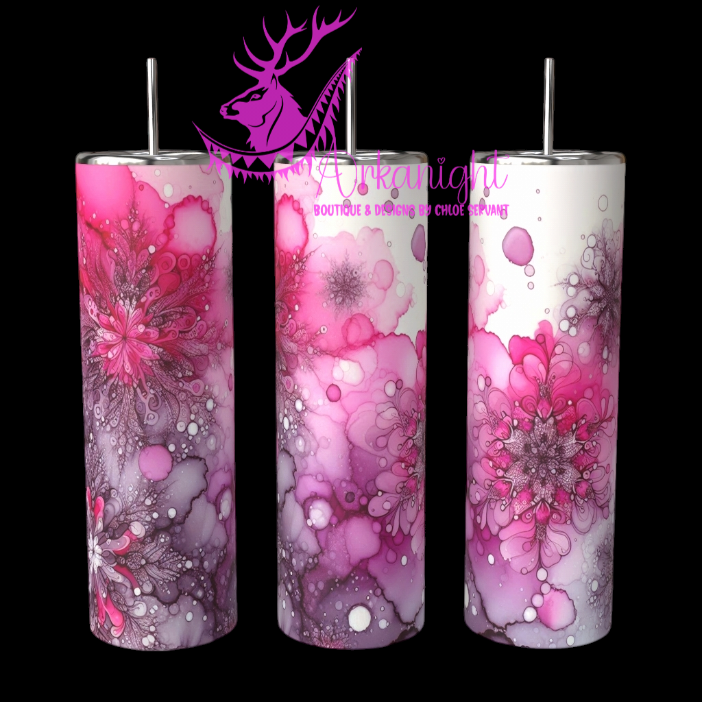 Gourde sur commande - Collection Hiver 2024 - Snowflakes - Pink