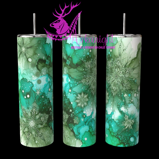 Gourde sur commande - Collection Hiver 2024 - Snowflakes - Green