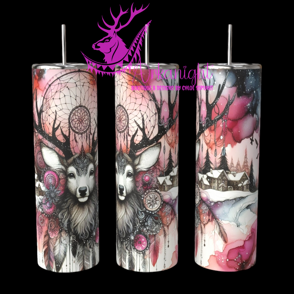 Gourde sur commande - Collection Hiver 2024 - Pink Boho Winter Deer - 03