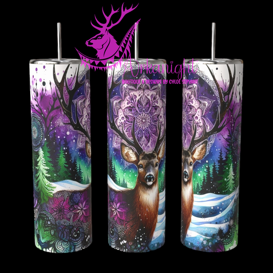 Gourde sur commande - Collection Hiver 2024 - Purple & Green Boho Winter Deer - 03