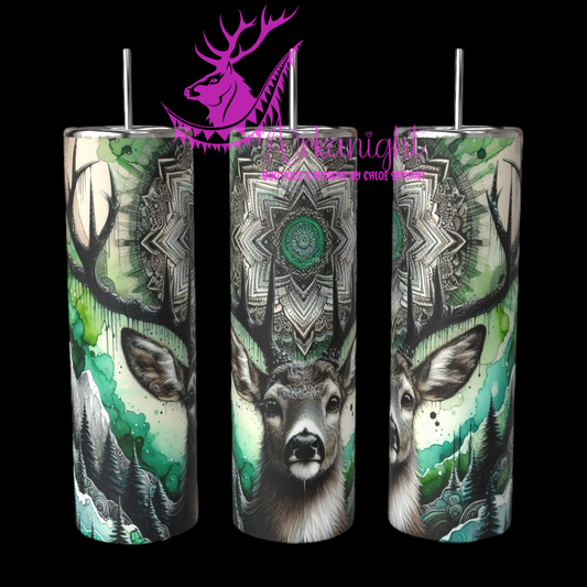 Gourde sur commande - Collection Hiver 2024 - Green Boho Winter Deer - 01