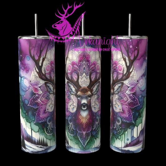 Gourde sur commande - Collection Hiver 2024 - Purple & Green Boho Winter Deer - 02