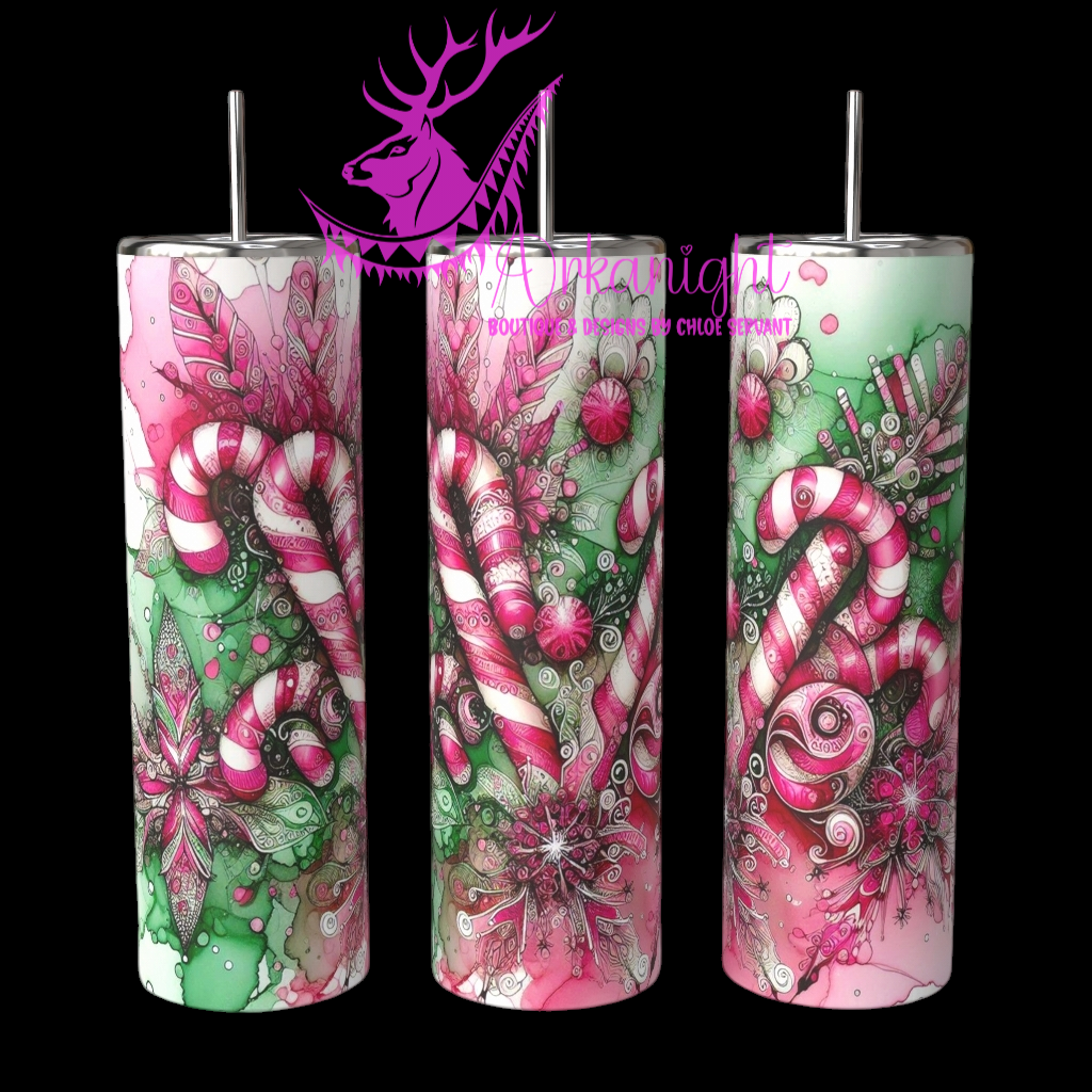 Gourde sur commande - Collection Hiver 2024 - Candy Cane - Pink & Green