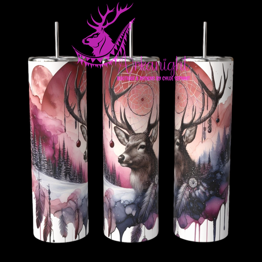 Gourde sur commande - Collection Hiver 2024 - Pink Boho Winter Deer - 01