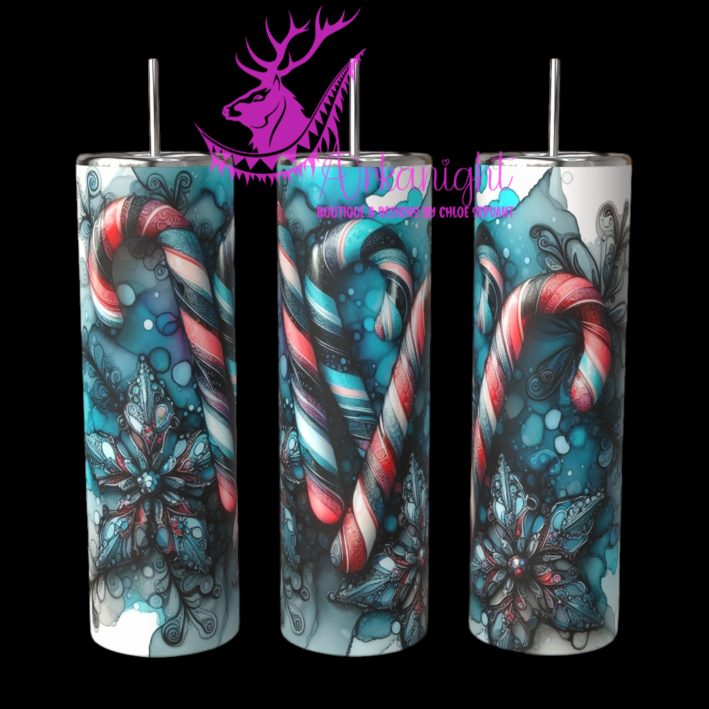 Gourde sur commande - Collection Hiver 2024 - Candy Cane - Blue & Red