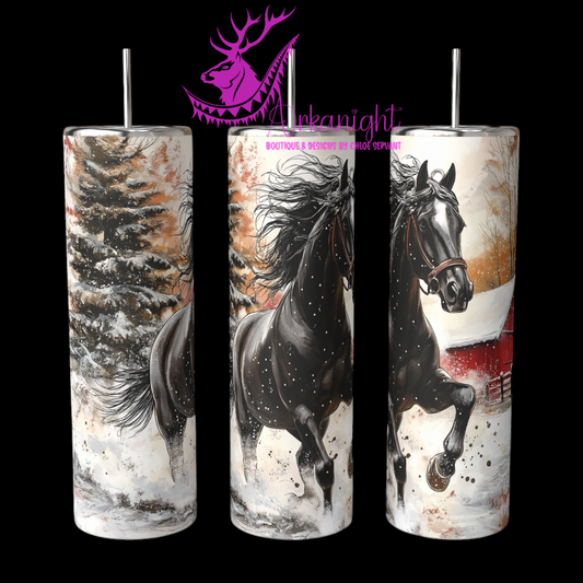 Gourde sur commande - Collection Hiver 2024 - Winter Black Horse - 02