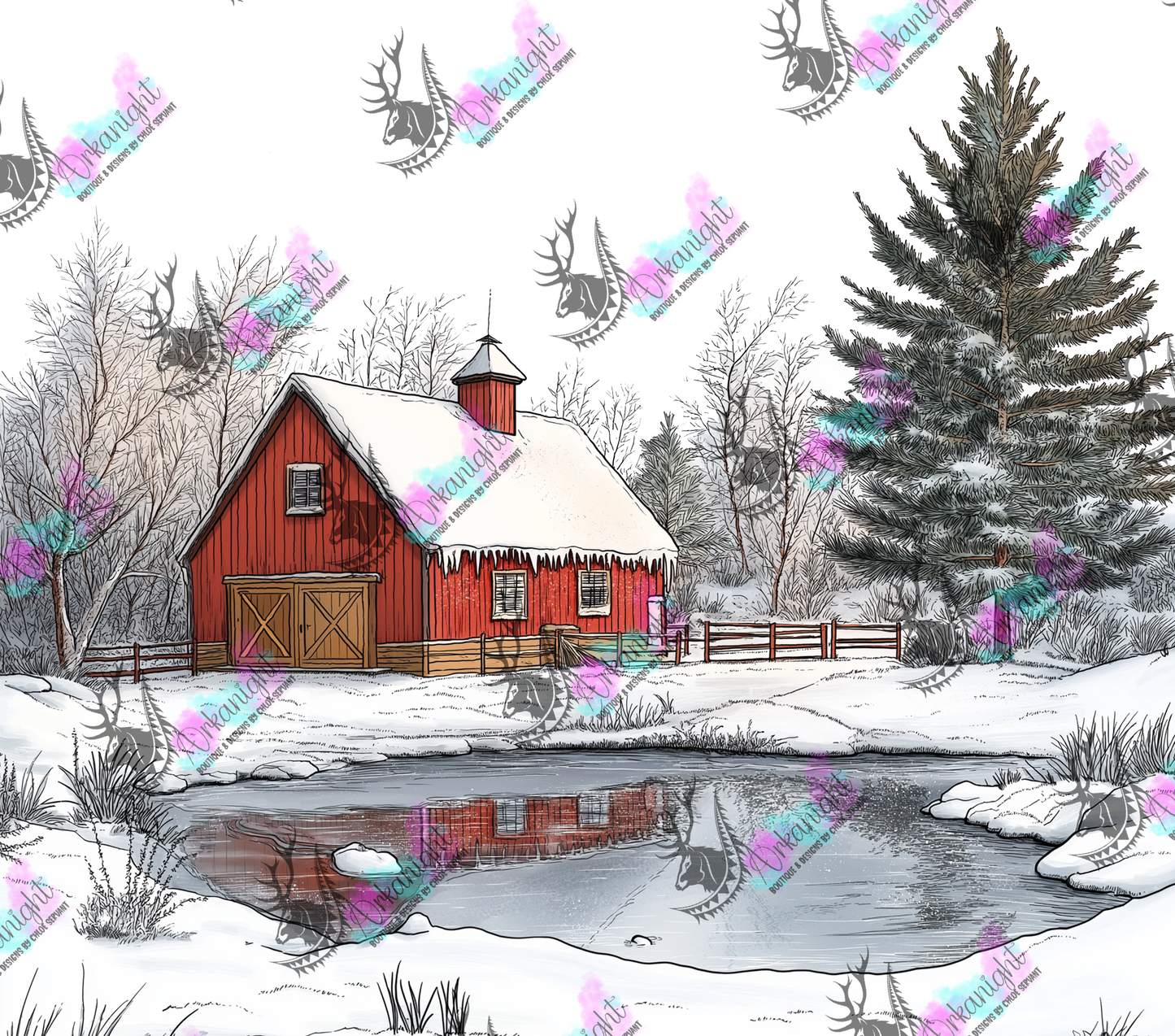 Numérique - Collection Hiver 2024 - Barn by the frozen lake - 01