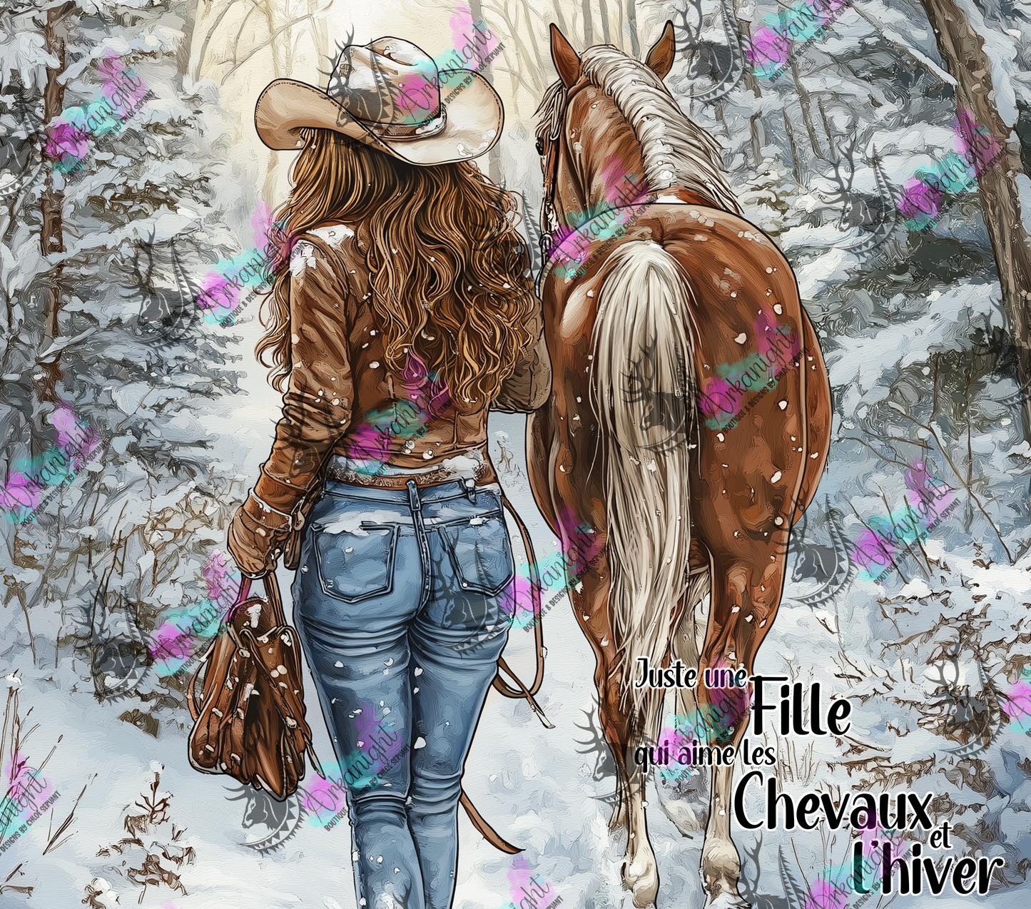 Numérique - Collection Hiver 2024 - Blond Cowgirl and Palomino Horse - 01