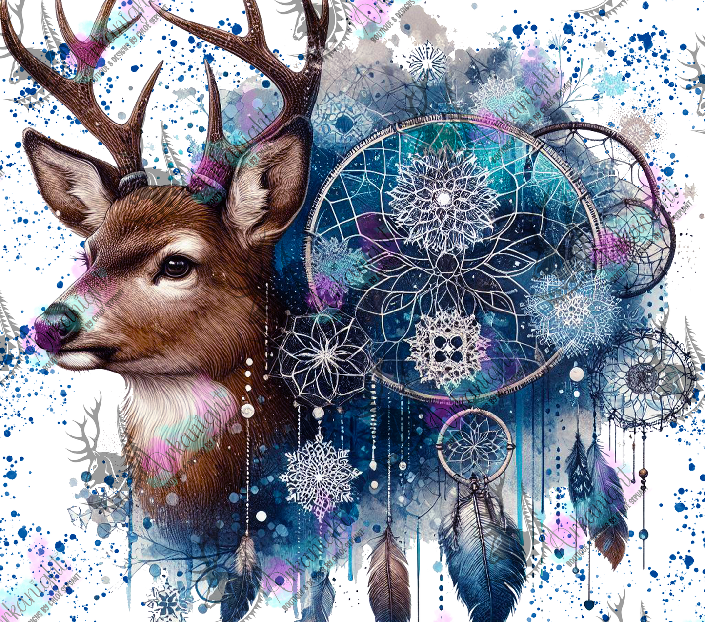 Numérique - Collection Hiver 2024 - Blue Winter Deer Boho