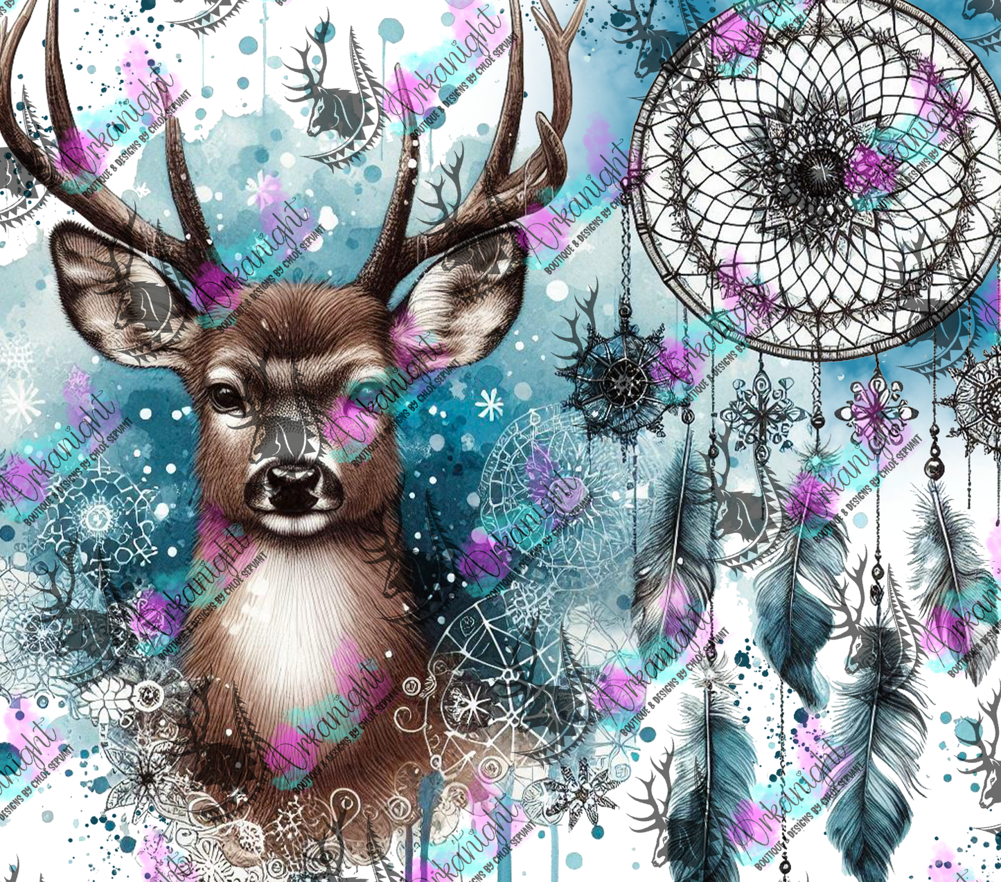 Numérique - Collection Hiver 2024 - Blue Winter Deer Boho - 04