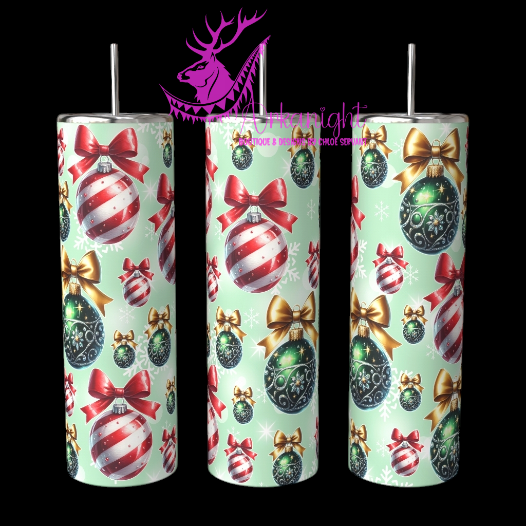 Gourde sur commande - Collection Hiver 2024 - Red & Green Christmas Balls