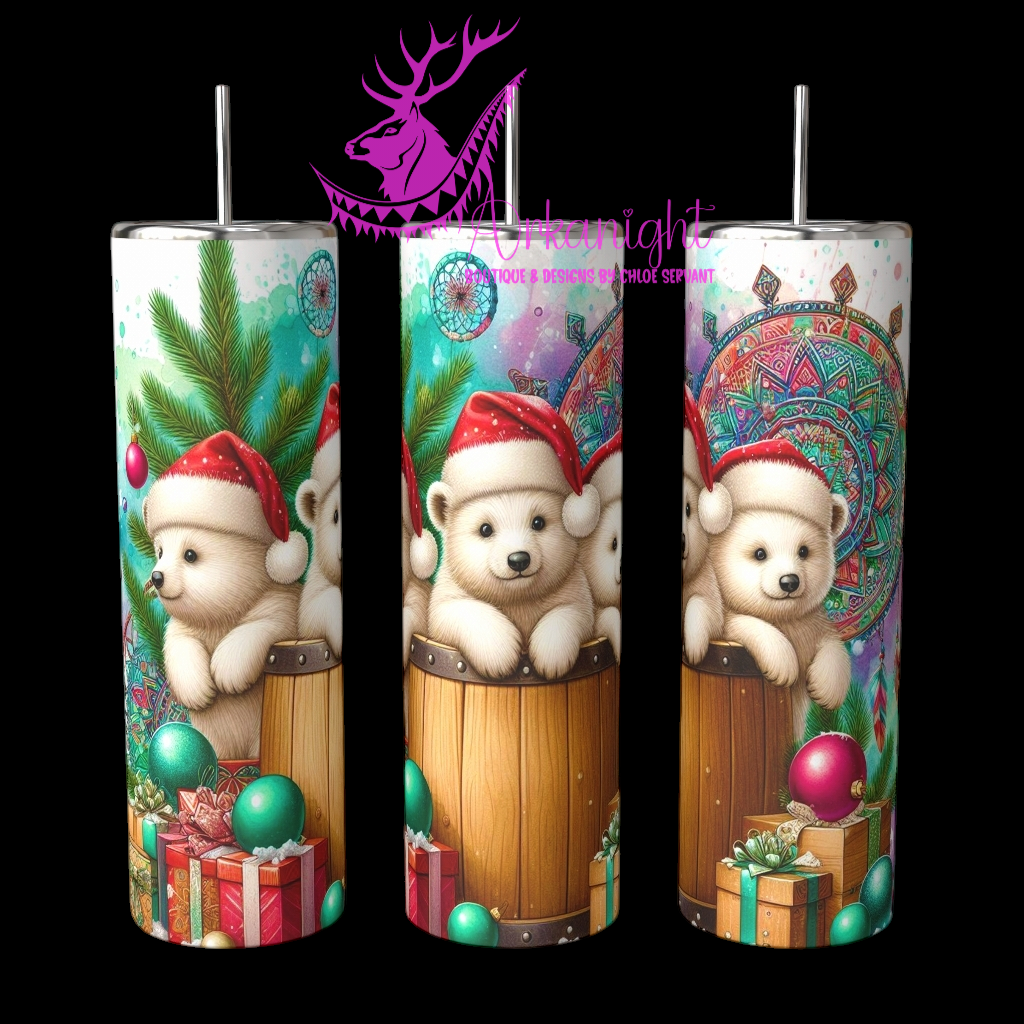 Gourde sur commande - Collection Hiver 2024 - Christmas Barrel - Polar Bear