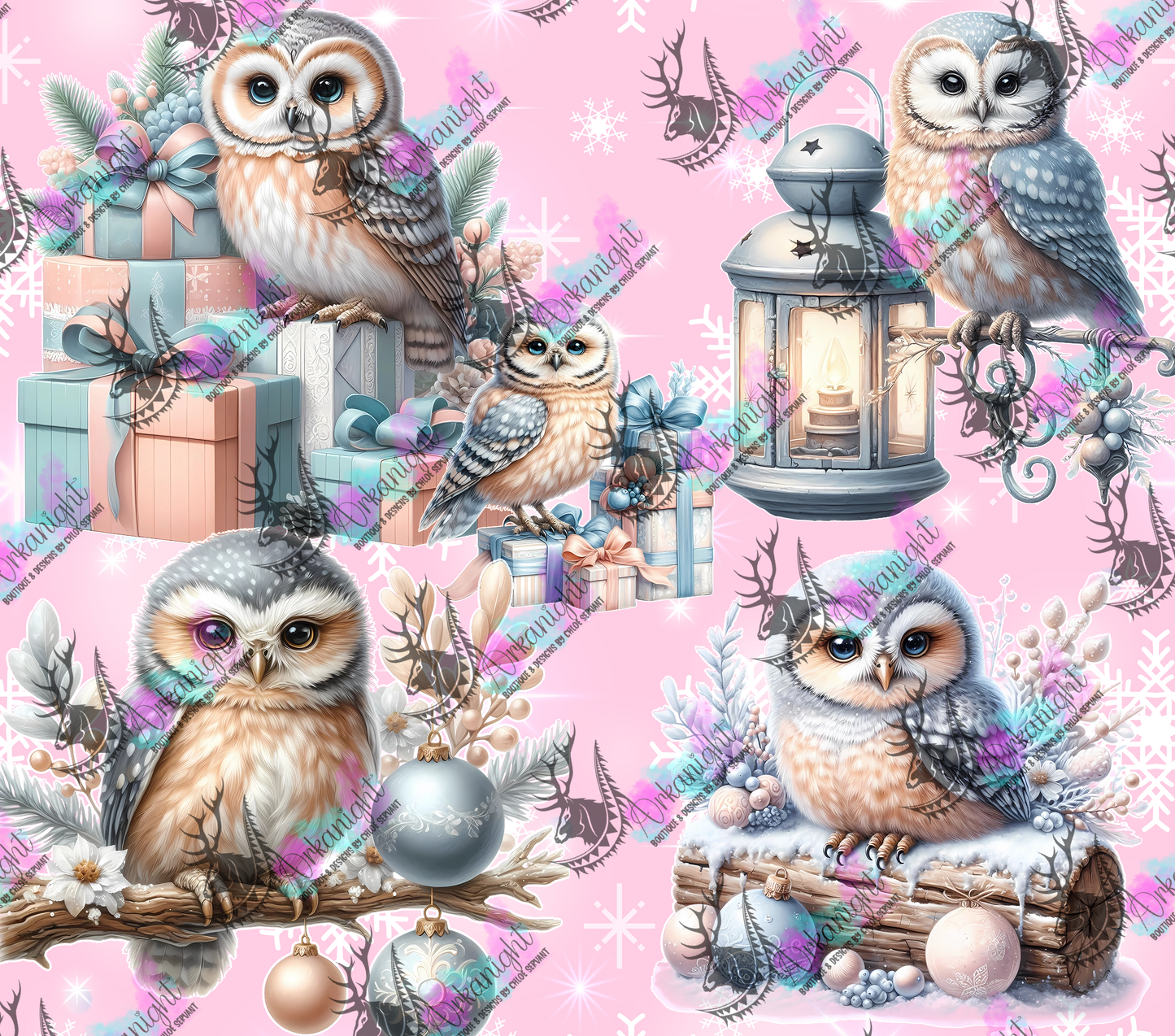 Numérique - Collection Hiver 2024 - Pink Christmas Owl