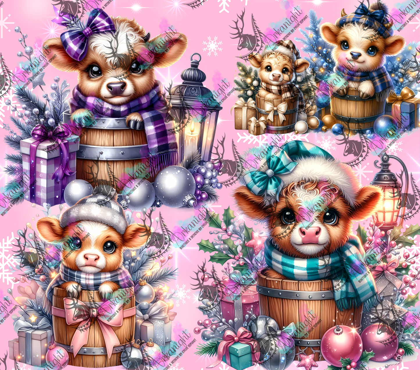 Impression - Collection Hiver 2024 - Pink Christmas Highland Cow