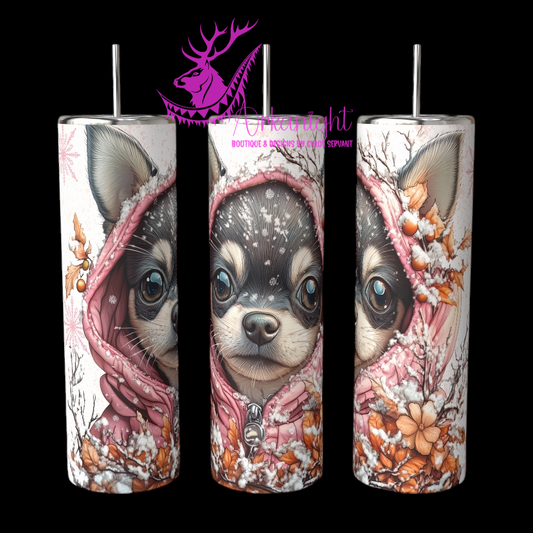 Gourde sur commande - Collection Hiver 2024 - Artic Blue/Brown & Tan Chihuahua