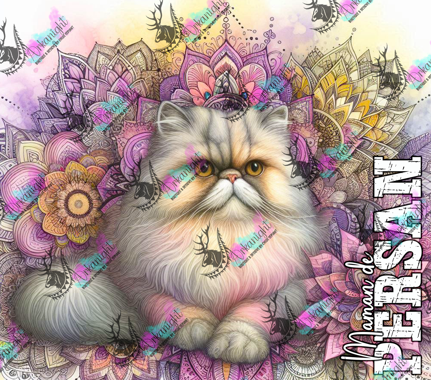 Numérique - Maman de Persan - Mandalas - Gris