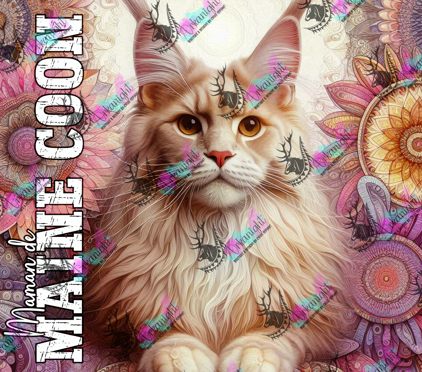 Numérique - Maman de Maine Coon - Mandalas - Roux - 02