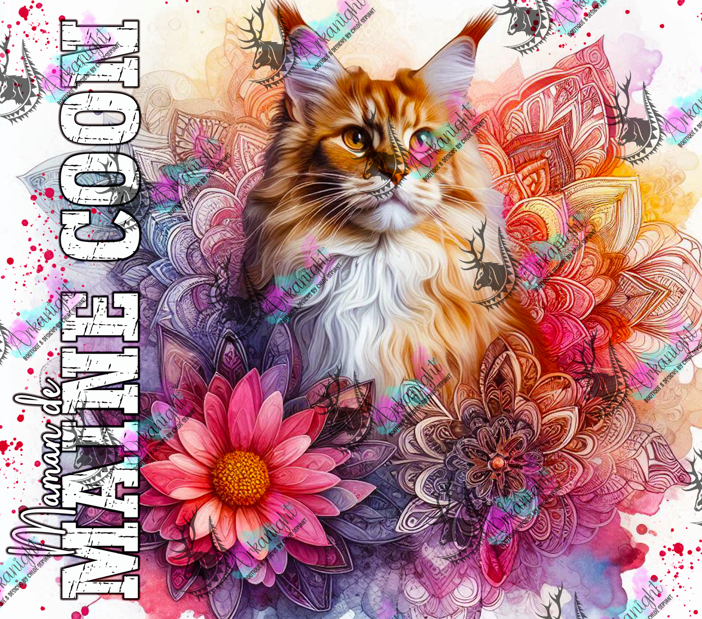 Numérique - Maman de Maine Coon - Mandalas - Roux - 03