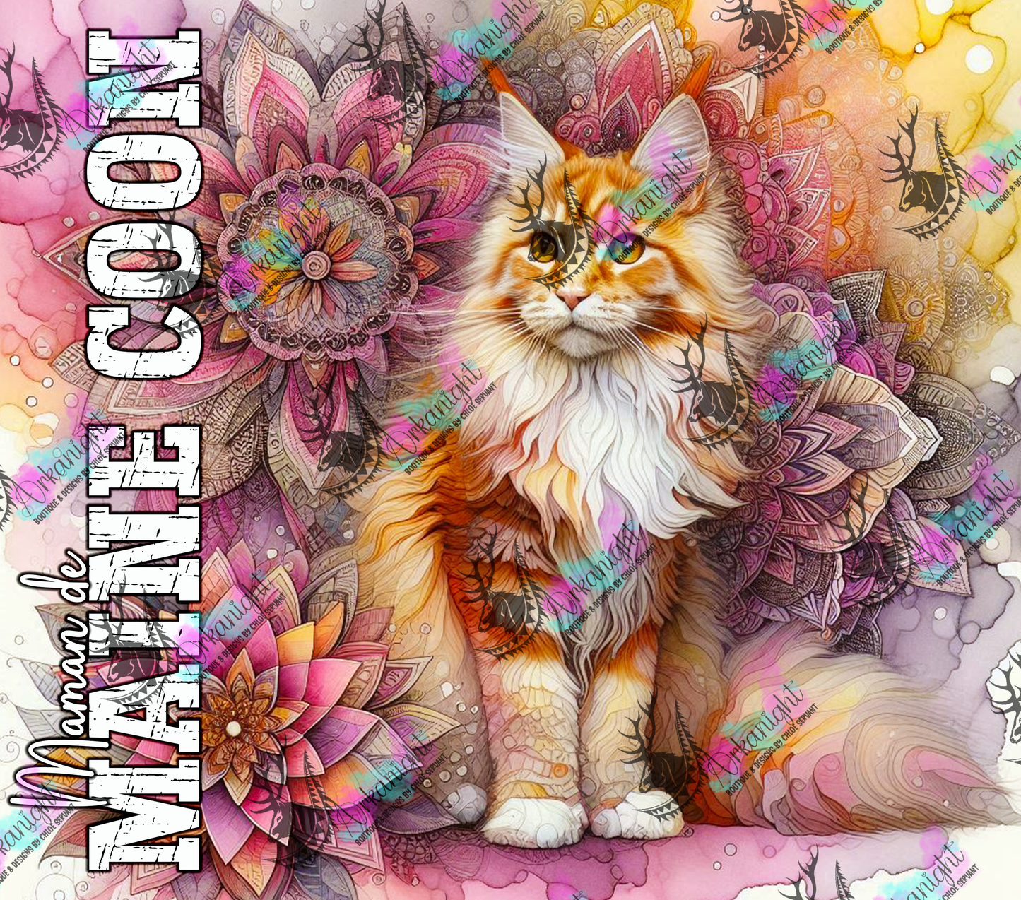 Numérique - Maman de Maine Coon - Mandalas - Roux - 01