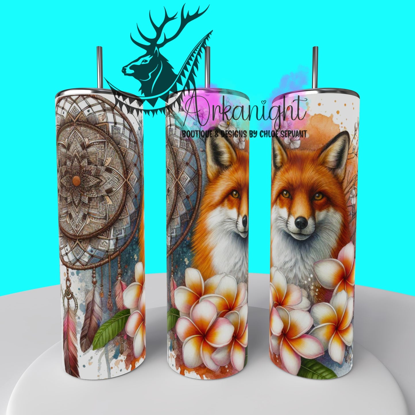 Gourde sur commande - Mandalas Fox - 03