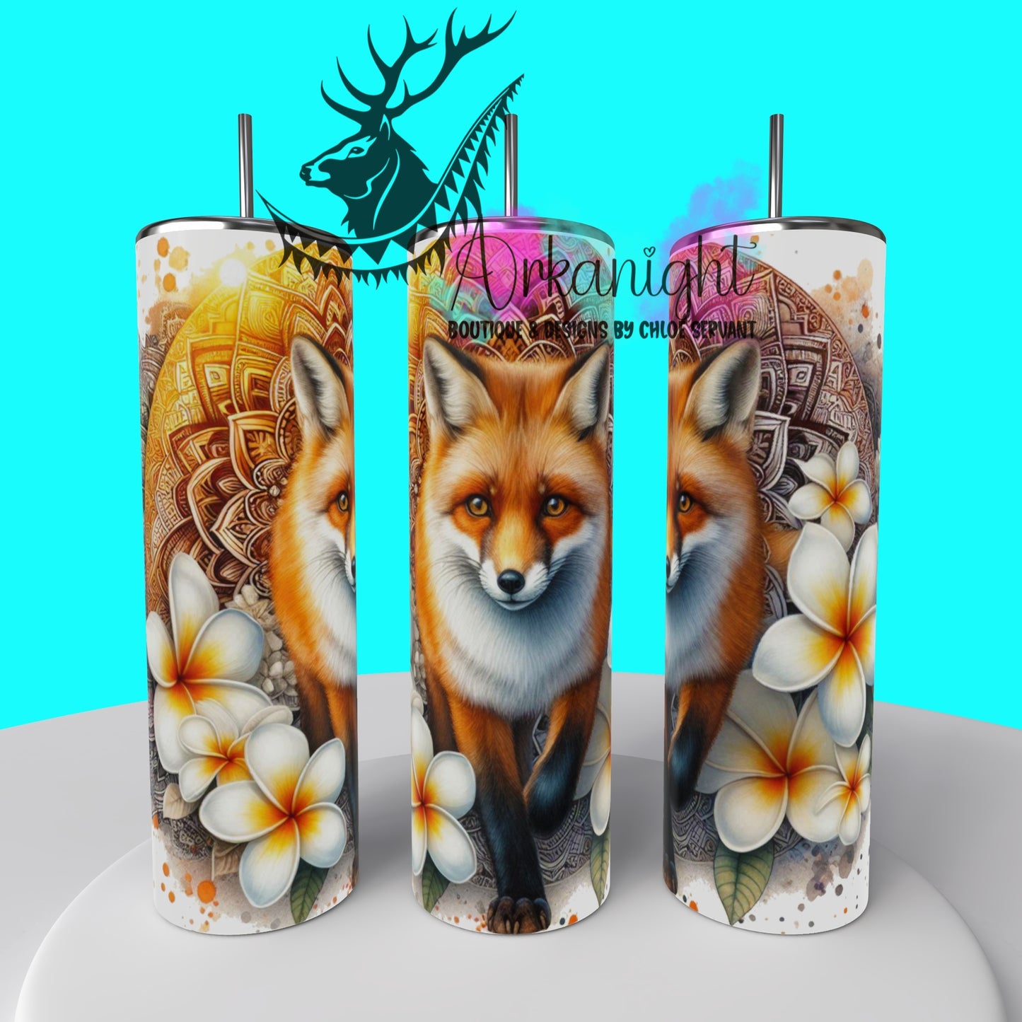 Gourde sur commande - Mandalas Fox - 02