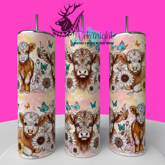 Gourde sur commande - Watercolor Boho Cute Highland Cow