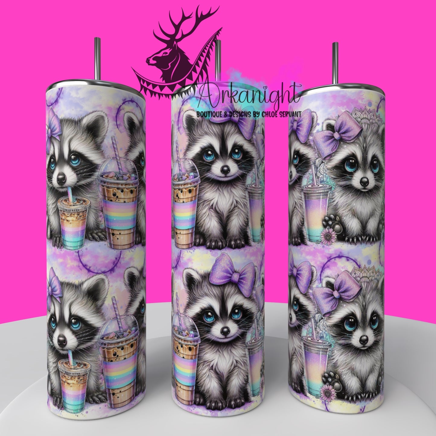 Gourde sur commande - Watercolor IceCoffee Cute Racoon