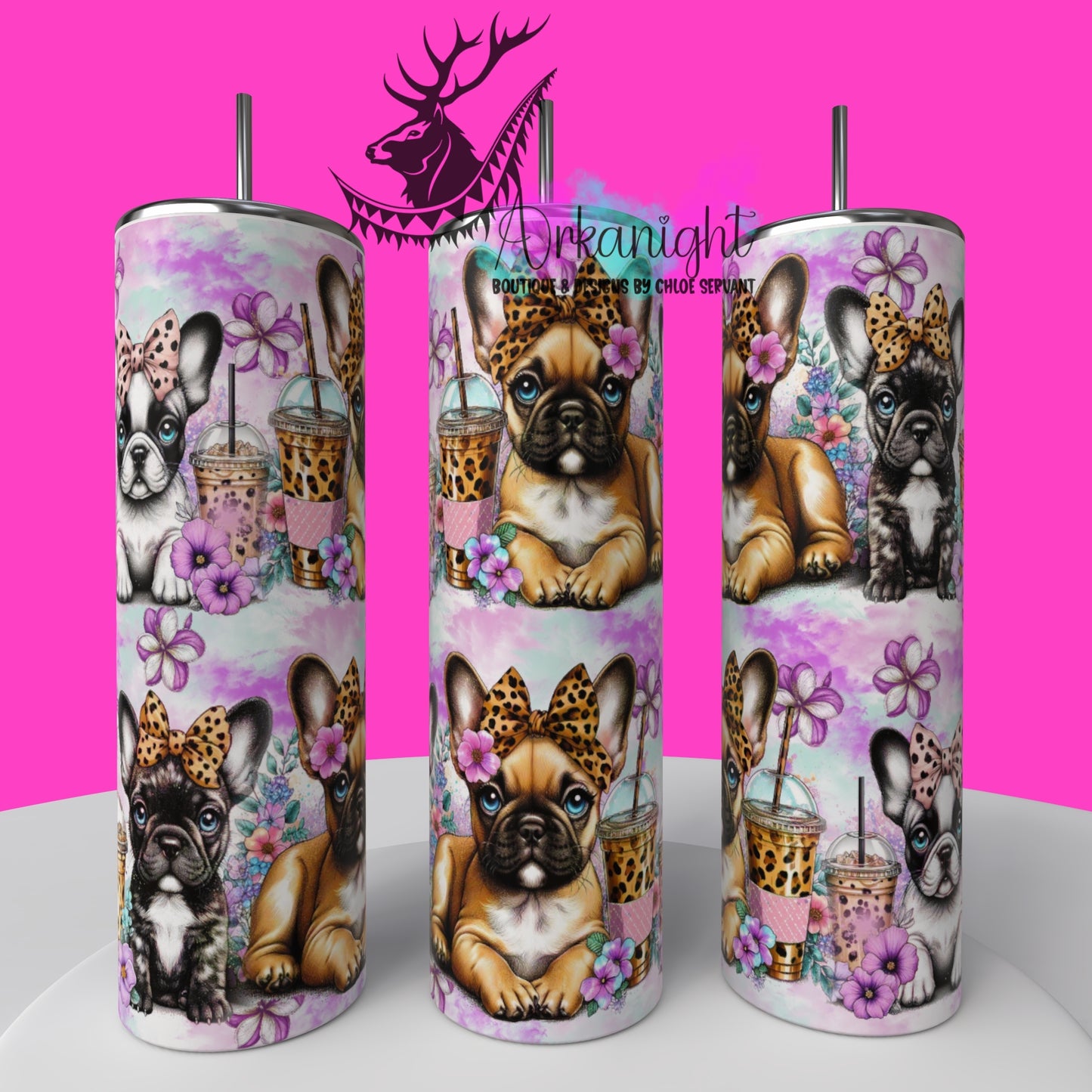 Gourde sur commande - Watercolor IceCoffee Cute Frenchie