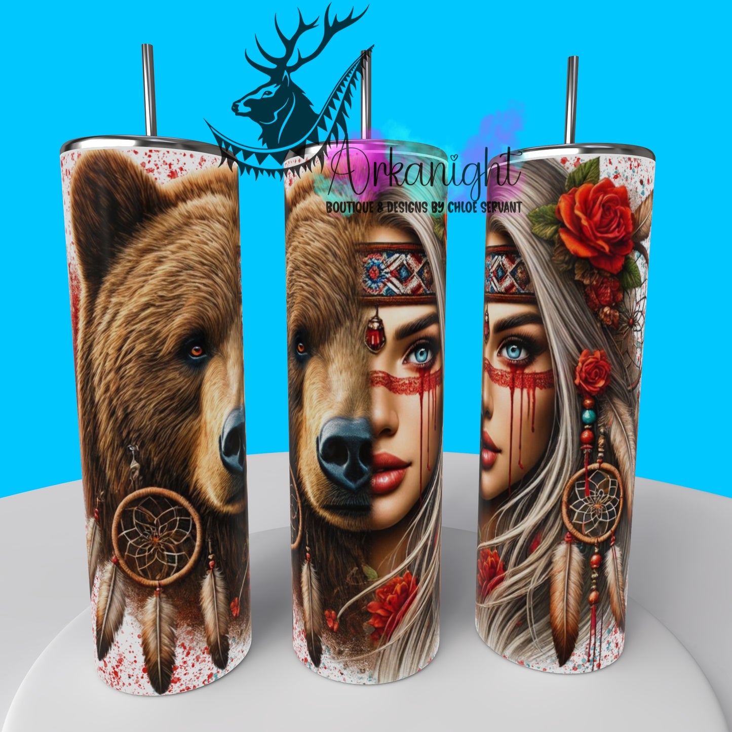 Gourde sur commande - Collection Animal Totem - Bear & Blond Hair - 01