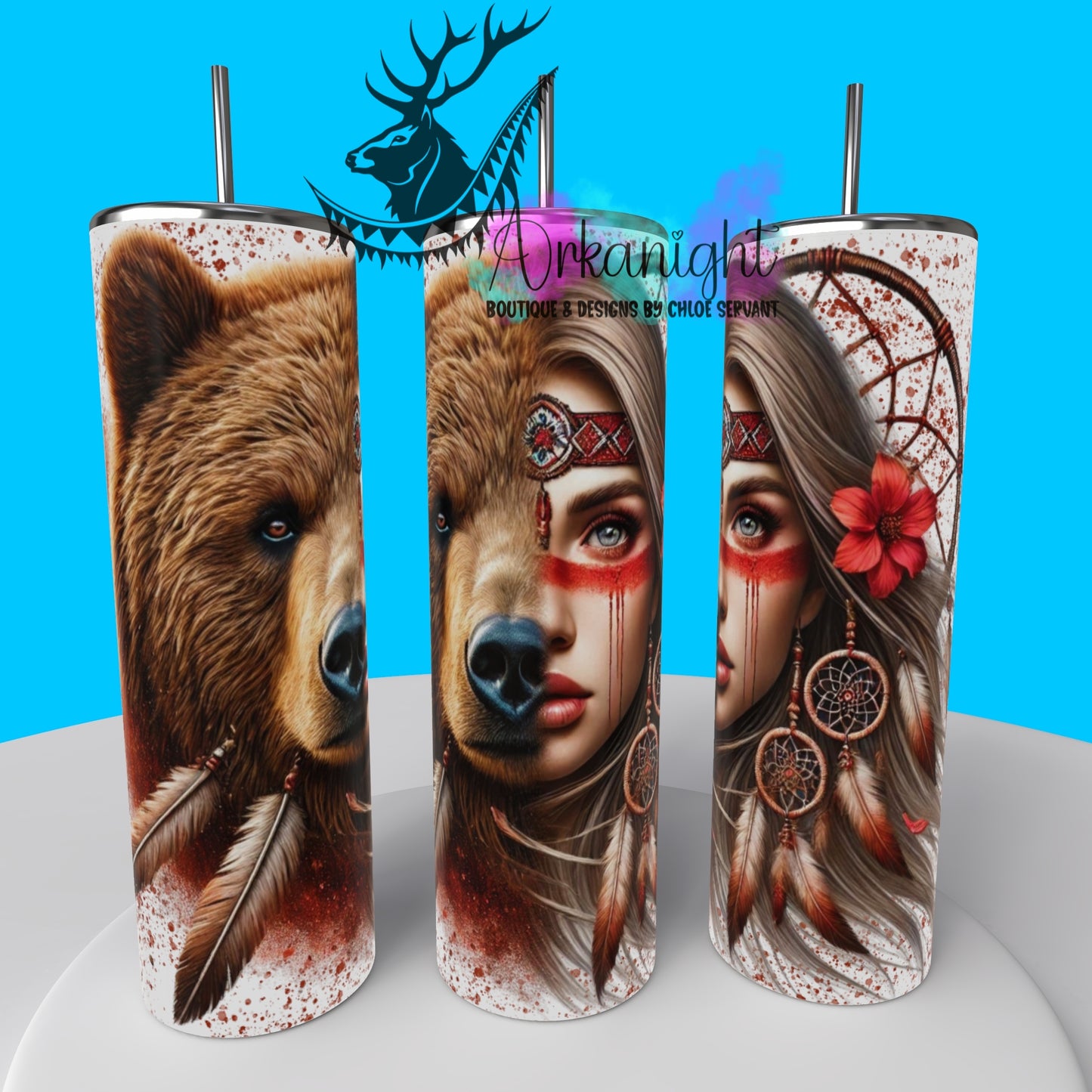 Gourde sur commande - Collection Animal Totem - Bear & Blond Hair - 02
