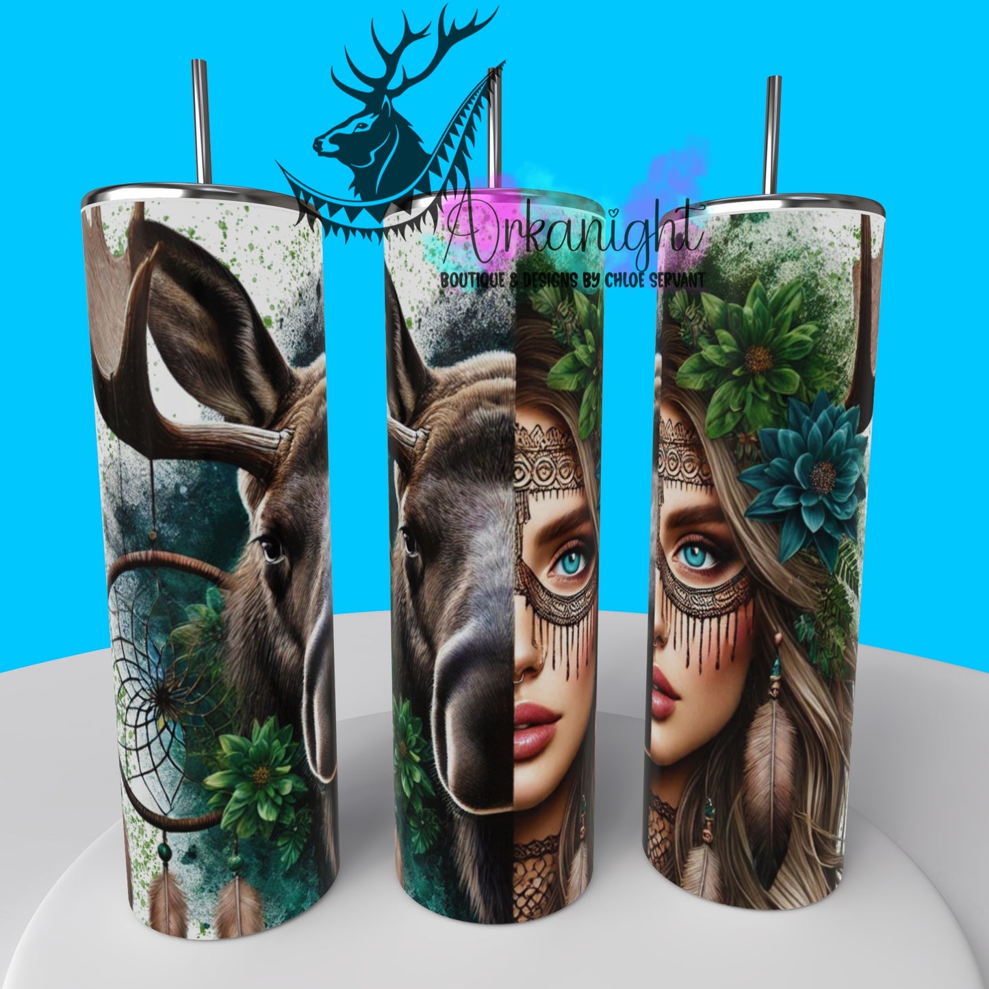 Gourde sur commande - Collection Animal Totem - Moose & Blond Hair