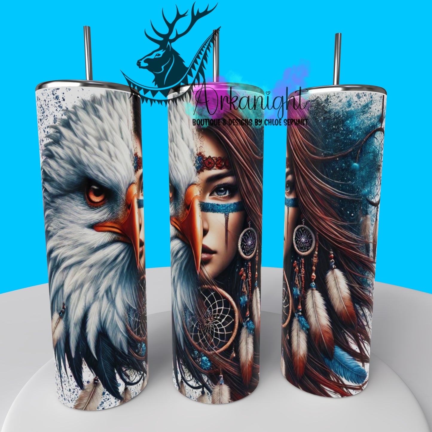 Gourde sur commande - Collection Animal Totem - Eagle & Brown Hair