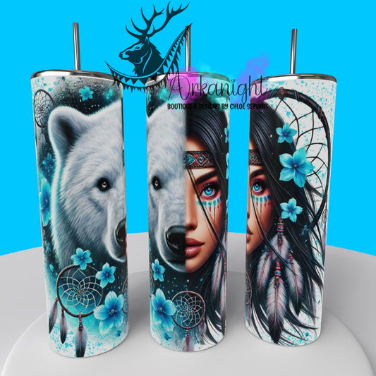 Gourde sur commande - Collection Animal Totem - Polar Bear & Black Hair