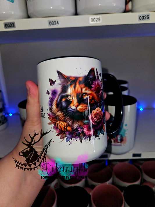 Tasse en céramique sur commande - Chatte Écaille de tortue