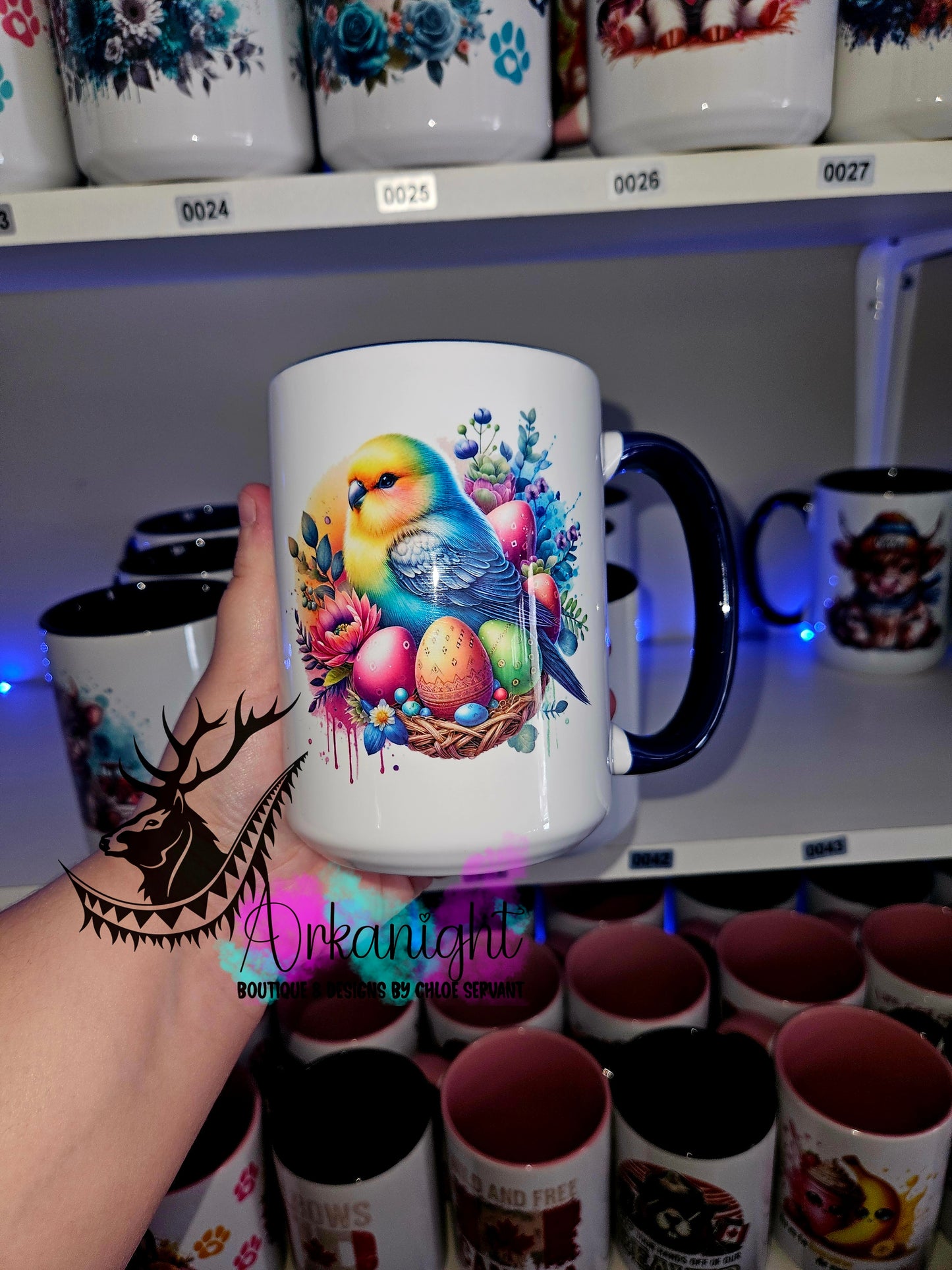 Tasse en céramique sur commande - Oiseaux de Pâques