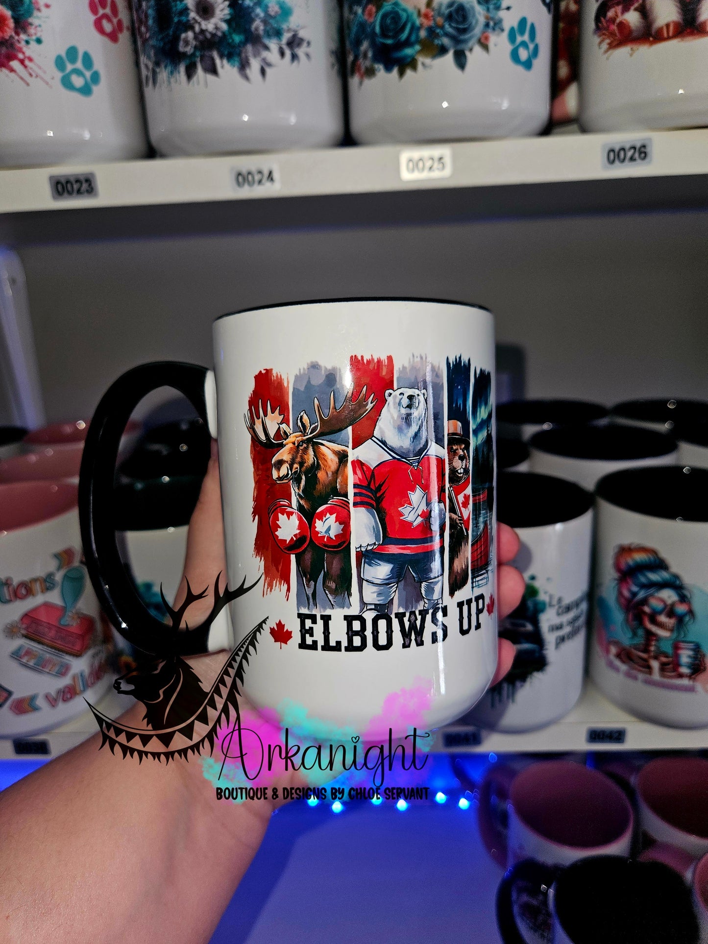 Tasse en céramique sur commande - Elbows UP - Moose - Castor - Polar Bear