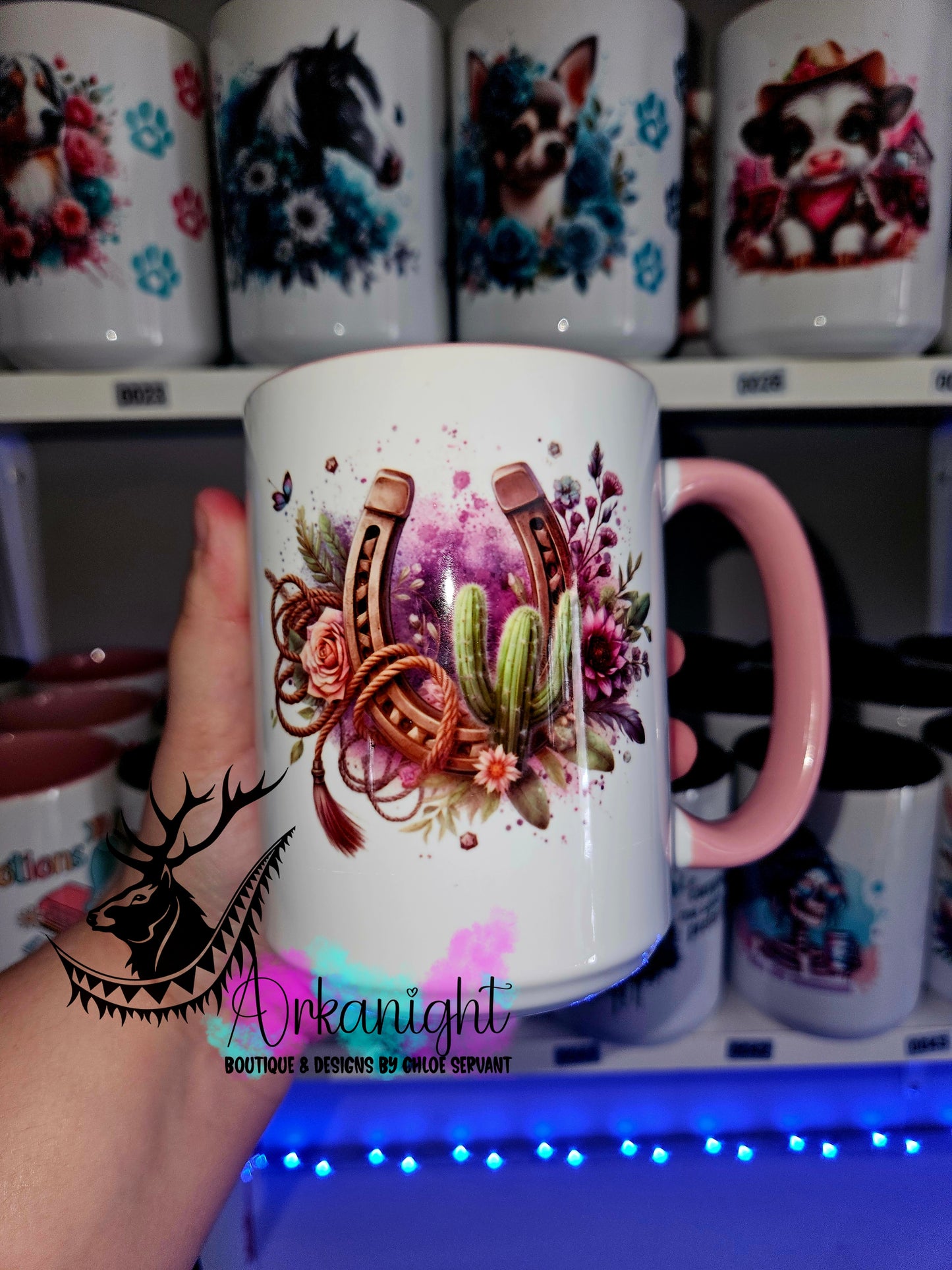 Tasse en céramique sur commande - Fer à cheval mauve