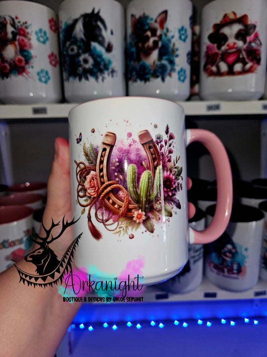 Tasse en céramique sur commande - Fer à cheval mauve