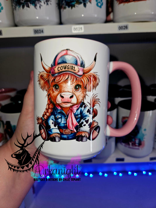Tasse en céramique sur commande - Cowgirl Highland Cow