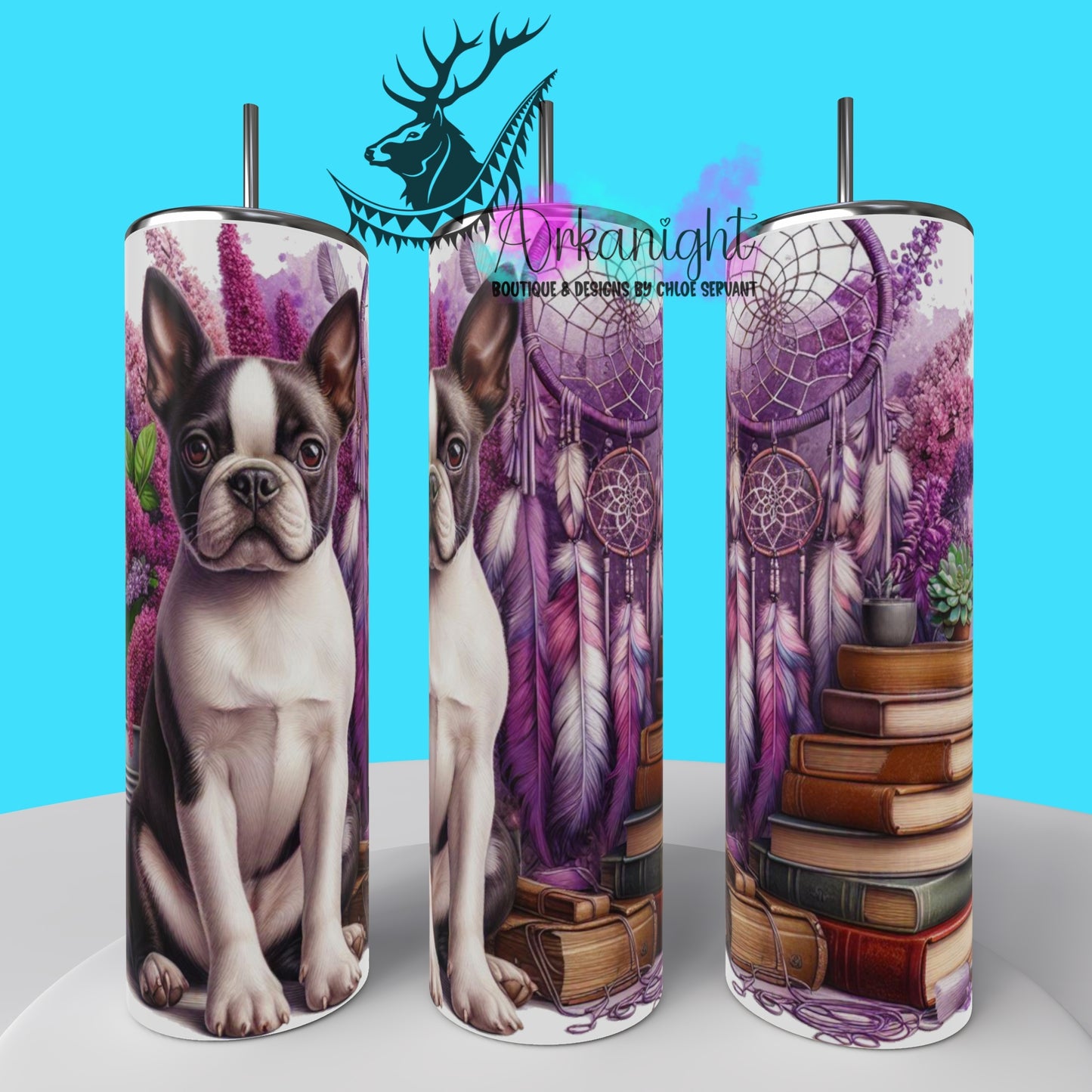 Gourde sur commande - Collection Books & Dogs - Boston Terrier